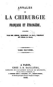 Tapa de Annales de la chirurgie française et étrangère