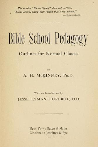 Tapa de Bible school pedagogy