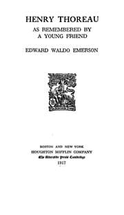 Tapa de Henry Thoreau, as remembered by a young friend, Edward Waldo Emerson