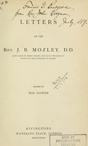 Tapa de Letters of the Rev. J. B. Mozley ..