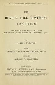 Tapa de The Bunker Hill Monument orations