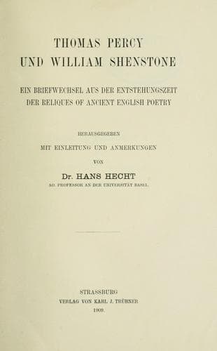 Tapa de Thomas Percy und William Shenstone