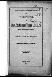 Tapa de Compte-rendu sténographique du discours de l'hon. Sir Charles Tupper, C.C.M.G., C.B., ministre des chemins de fer et canaux