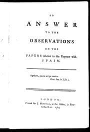 Tapa de An answer to the Observations on the papers relative to the rupture with Spain