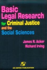 Tapa de Basic legal research for criminal justice and the social sciences