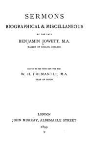 Tapa de Sermons, biographical & miscellaneous