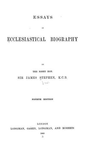 Tapa de Essays in ecclesiastical biography