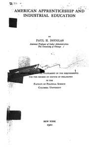 Tapa de American apprenticeship and industrial education