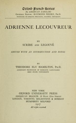 Tapa de Adrienne Lecouvreur