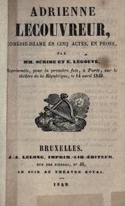 Tapa de Adrienne Lecouvreur, comédie-drame en cinq actes, en prose