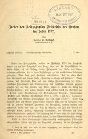 Tapa de Über den Feldzugsplan Friedrichs des Grossen im Jahre 1757