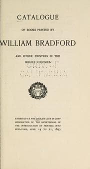 Tapa de Catalogue of books printed by William Bradford
