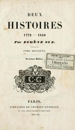 Tapa de Deux histoires 1772-1810