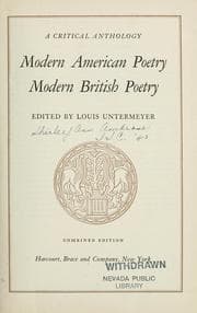 Tapa de A critical anthology: Modern American poetry.