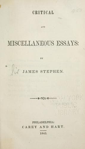 Tapa de Critical and miscellaneous essays