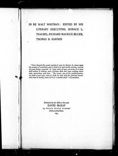 Tapa de In re Walt Whitman