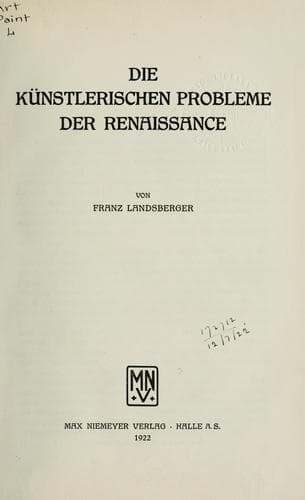 Tapa de künstlerischen Probleme der Renaissance.