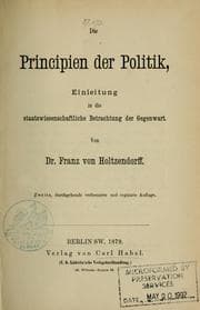 Tapa de Die Principien der Politik