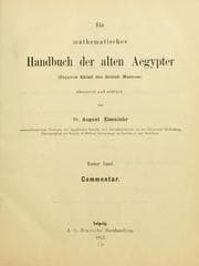 Tapa de Ein mathematisches handbuch der alten Aegypter (Papyrus Rhind des British Museum)