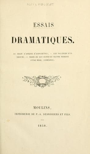 Tapa de Essais dramatiques.