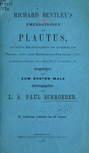 Tapa de Emendationen zum Plautus