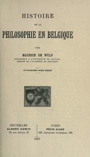 Tapa de Histoire de la philosophie en Belgique