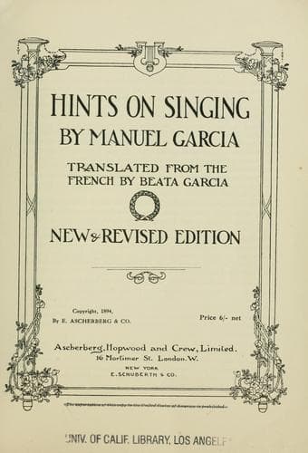 Tapa de Hints on singing