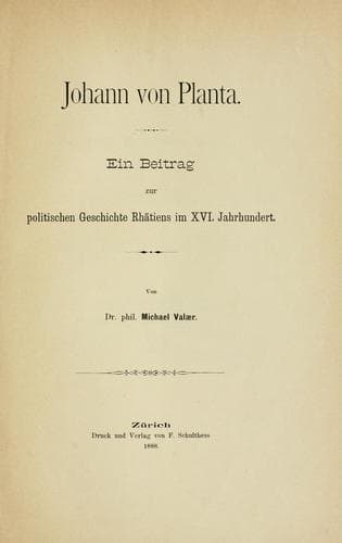 Tapa de Johann von Planta