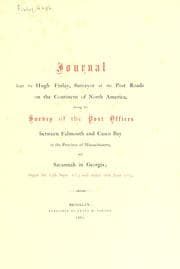 Tapa de Journal kept by Hugh Finlay, Surveyor of the Post Roads on the Continent of North America, during his survey of the post offices between Falmouth and Casco Bay in the Province of Massachusetts, and Savannah in Georgia
