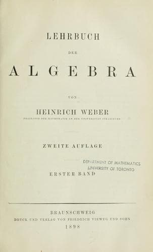 Tapa de Lehrbuch der Algebra.