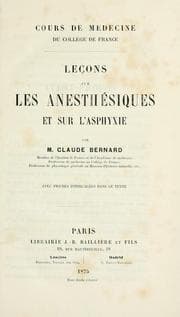 Tapa de Leçons sur les anesthésiques et sur l'asphyxie
