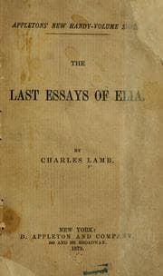 Tapa de The last essays of Elia