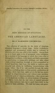 Tapa de On the best method of studying the American languages