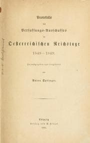 Tapa de Protokolle des Verfassungs-ausschusses im oesterreichischen Reichstage 1848-1849