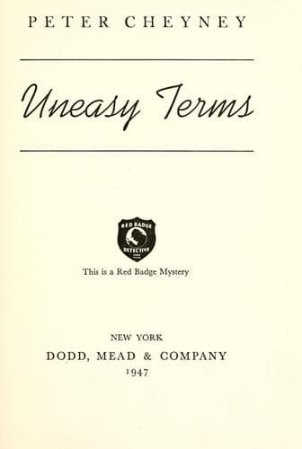 Tapa de Uneasy terms ...