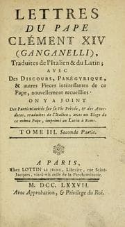 Tapa de Lettres intéressantes du Pape Clément XIV (Ganganelli)
