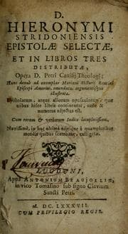 Tapa de D. Hieronymi Stridoniensis epistolae selectae et in libros tres distributae