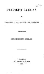 Tapa de Theocriti carmina ex codicibus italis denuo a se collatis
