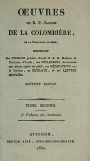 Tapa de Œuvres du R.P. Claude de la Colombière, de la Compagnie de Jésus
