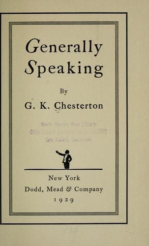 Tapa de Generally speaking