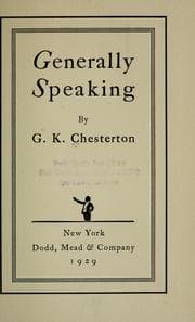 Tapa de Generally speaking
