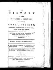 Tapa de An History of the instances of exclusion from the Royal Society, which were not suffered to be argued in the course of the late debates