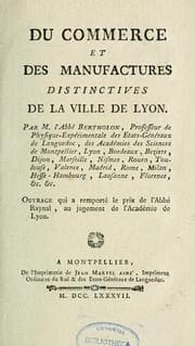 Tapa de Du commerce et des manufactures distinctives de la ville de Lyon