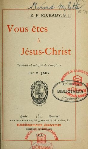 Tapa de Vous etes a Jesus-Christ