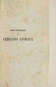 Tapa de Moeurs remarquables de certains animaux