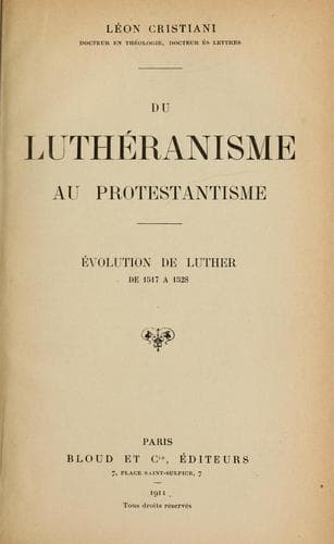 Tapa de Du Luthéranisme au protestantisme
