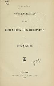 Tapa de Untersuchungen zu den Miniamben des Herondas