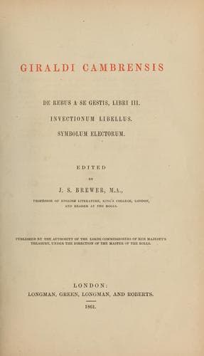 Tapa de Giraldi Cambrensis opera