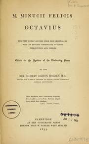 Tapa de M. Minucii Felicis Octavius