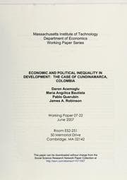 Tapa de Economic and political inequality in development